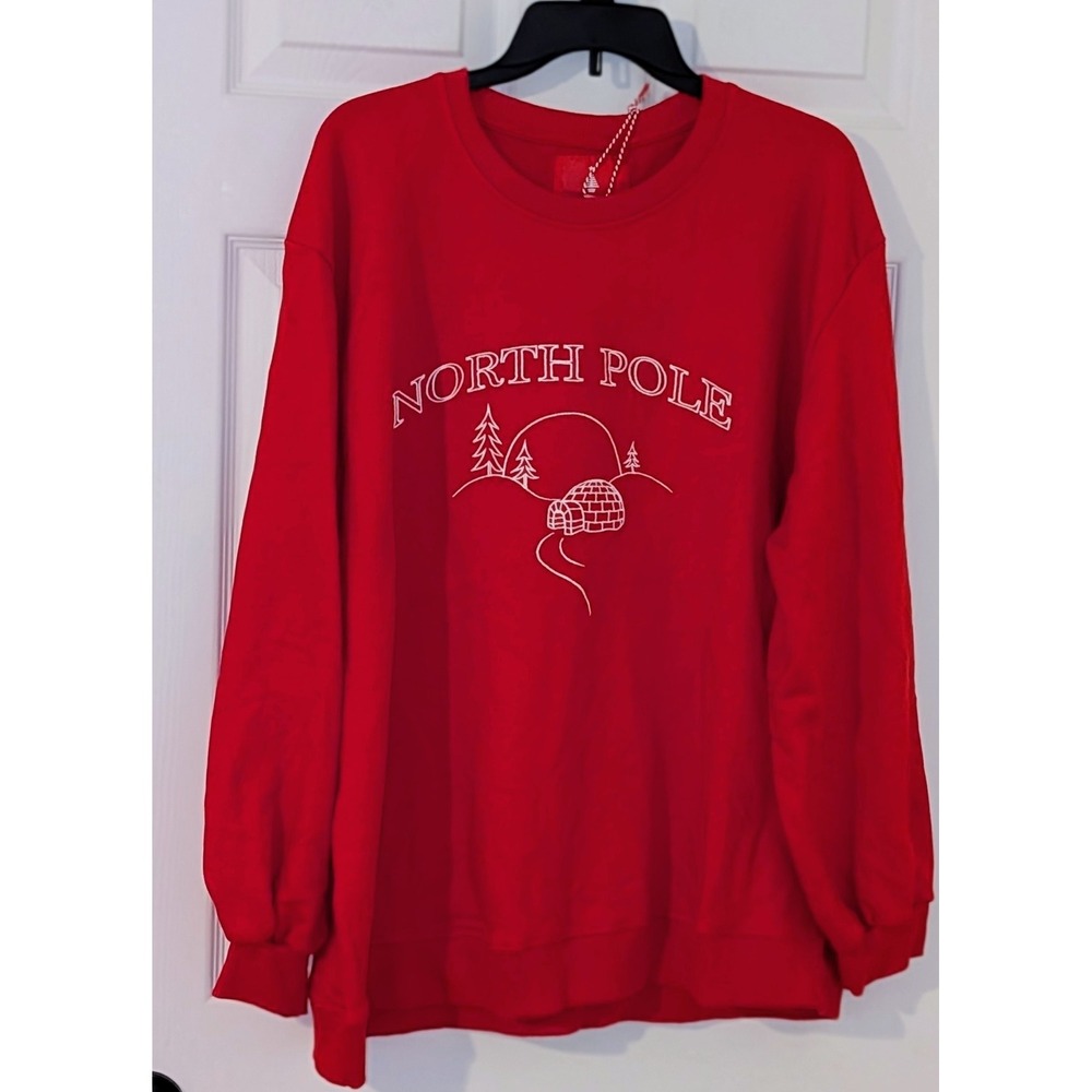 Threadbare Red North Pole Embroidered Christmas Sweatshirt Size‎ 18/XXL NEW